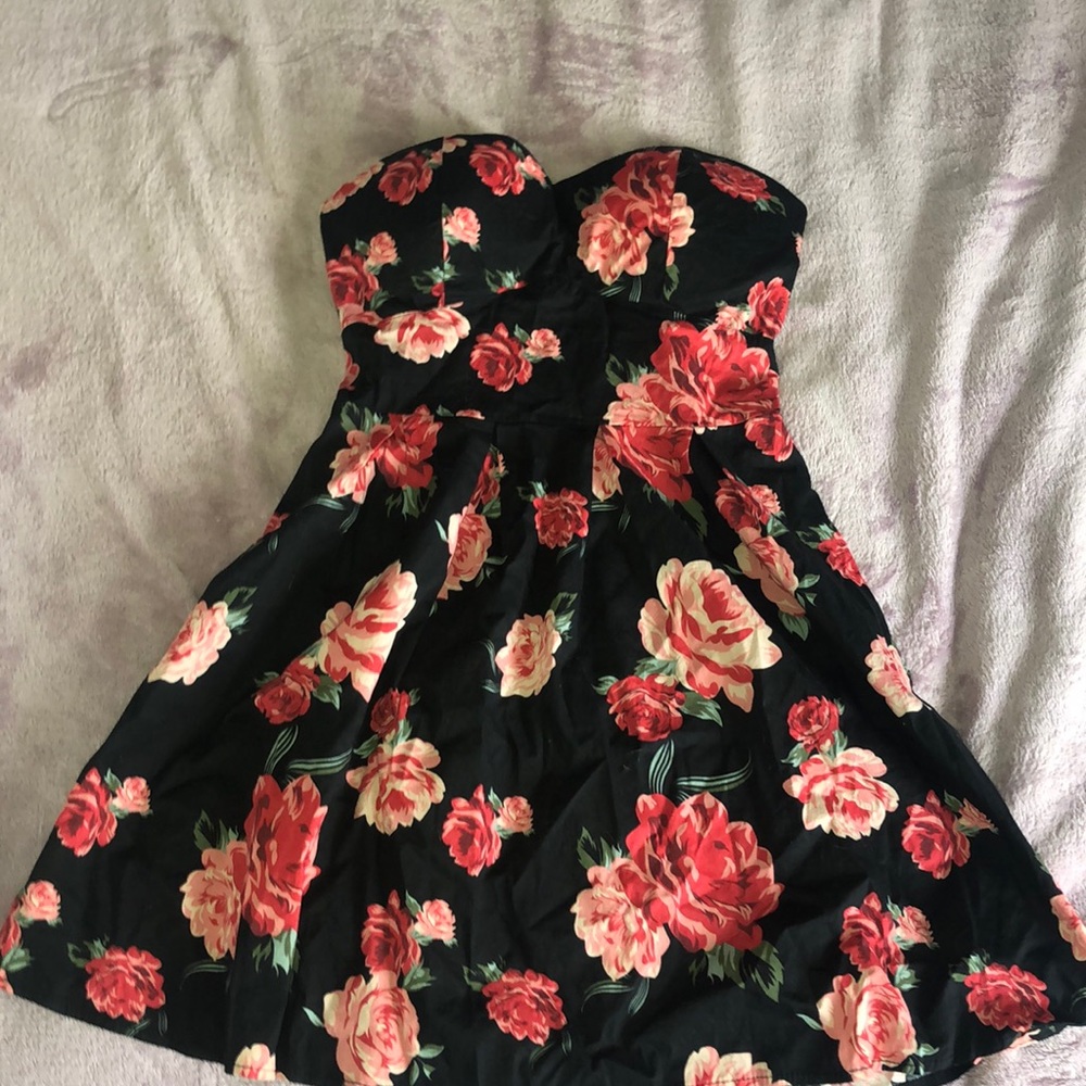 strapless rose dress
